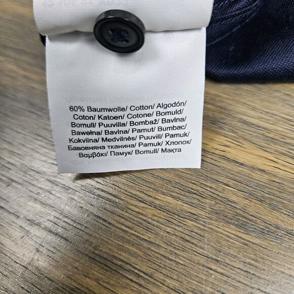 s.Oliver Slim Fit Short Sleeve Button Down Shirt Navy Blue Size 41 Cotton Blend - Picture 7 of 7